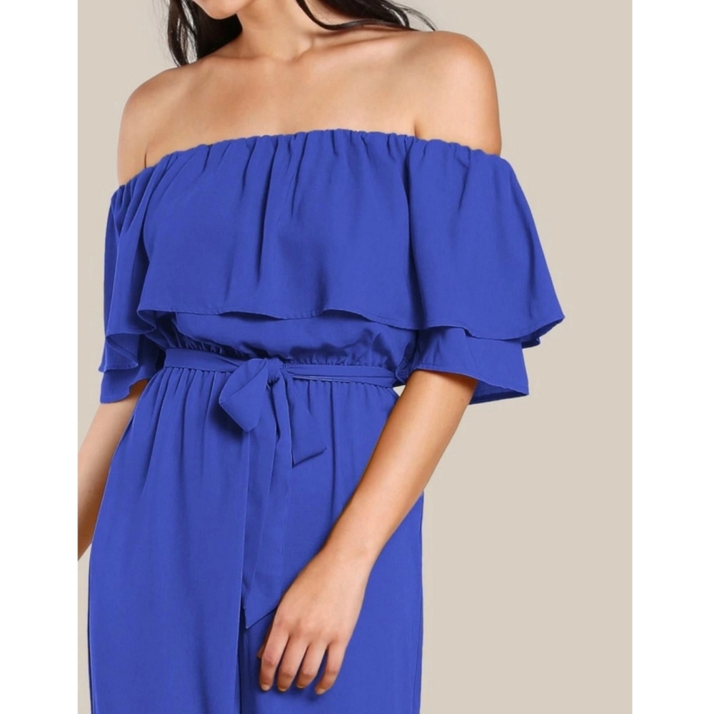 🎈SOLD🎈SHEIN Off Shoulder Culotte Jumpsuit - Picture 3 of 11